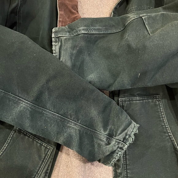 2XL Emerald Green Vtg Distressed Sherpa Lined Carhartt Duck Jacket - Picture 3 of 8